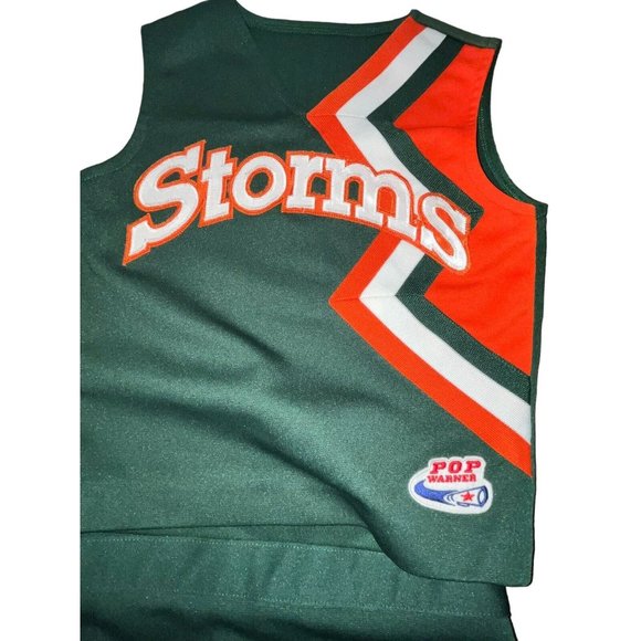 2 Matching Twin Cheerleader Uniform Outfits Costume 32" Tops 25" Skirts Yth Lg - Picture 3 of 8